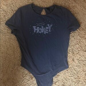 Navy Blue Graphic Bodysuit